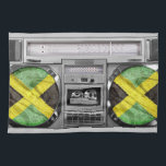 Linge De Cuisine Boombox de la Jamaïque<br><div class="desc">Bonjour,  ces école de conception vieille et cool représentez un boombox vintage couplé avec le drapeau de la Jamaïque. Drôle et butin elle vous suivra partout !</div>
