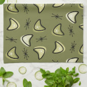 Linge De Cuisine Boomerangs atomiques Starbursts Olive Green (Plié)