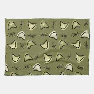 Linge De Cuisine Boomerangs atomiques Starbursts Olive Green