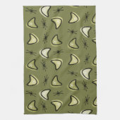 Linge De Cuisine Boomerangs atomiques Starbursts Olive Green (Vertical)