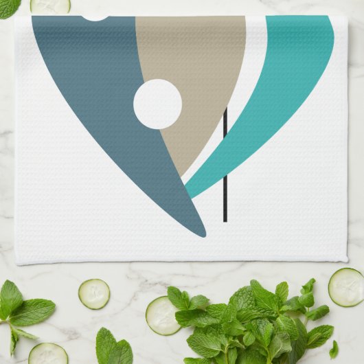 Linge De Cuisine Boomerangs bleus du milieu du siècle 1950 (Plié)