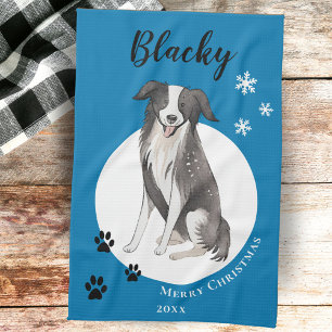 Linge De Cuisine Bordure Collie Dessin Paw Joyeux Noël