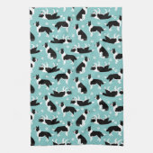 Linge De Cuisine Bordure Collie et Empreinte de patte (Vertical)