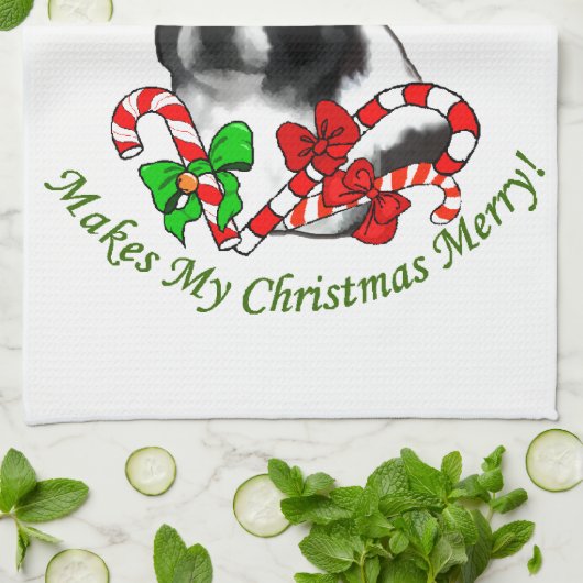 Linge De Cuisine Bordure Collie Noël (Plié)