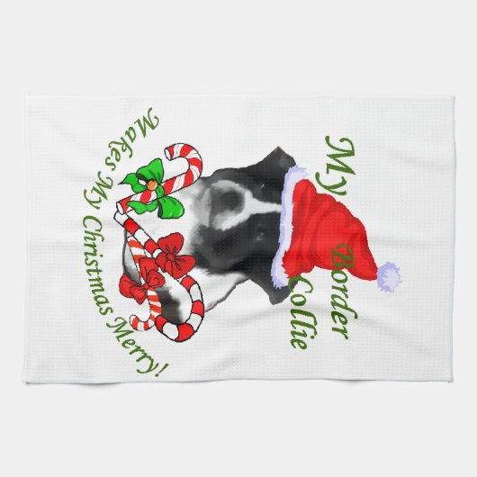 Linge De Cuisine Bordure Collie Noël (Horizontal)