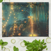 Linge De Cuisine Bordure Collie Noël Festive Voyage (Plié)