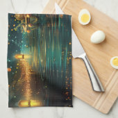 Linge De Cuisine Bordure Collie Noël Festive Voyage (Quart Plié)