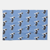 Linge De Cuisine Bordure Collie Noir race Chien Vue latérale Silhou (Horizontal)