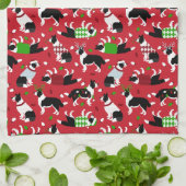 Linge De Cuisine Bordure de Noël Collie (Plié)