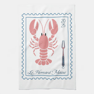 Linge De Cuisine Bordure de timbre postal vintage au homard