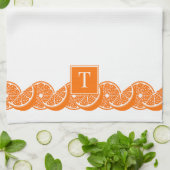 Linge De Cuisine Bordure de tranche de citron orange d'été chic (Plié)