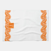 Linge De Cuisine Bordure de tranche de citron orange d'été chic (Horizontal)