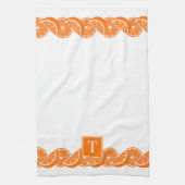 Linge De Cuisine Bordure de tranche de citron orange d'été chic (Vertical)