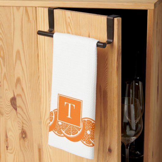 Linge De Cuisine Bordure de tranche de citron orange d'été chic (Pliage en tiers)