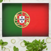 Linge De Cuisine Bordure noire du drapeau du Portugal (Plié)