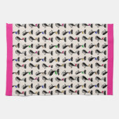 Linge De Cuisine Bordure rose super de chats noirs (Horizontal)