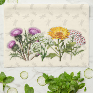 Linge De Cuisine Bordures d'herbes et libellules