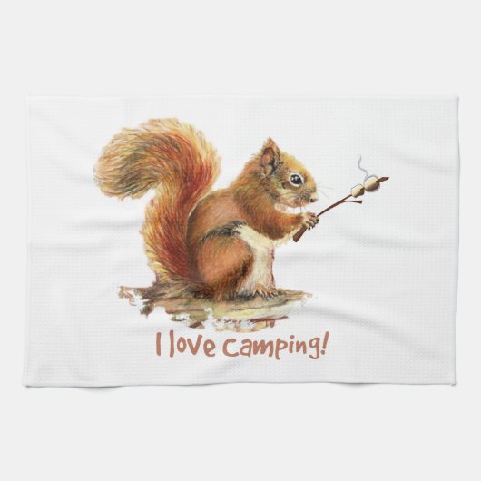 Linge De Cuisine BORN TO GO CAMPING Fun Squirl Cute Animal quota (Horizontal)