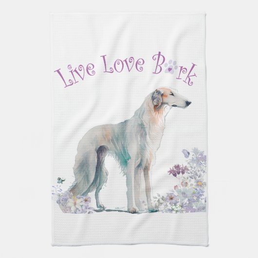 Linge De Cuisine Borzoi Chien Maman Floral (Vertical)
