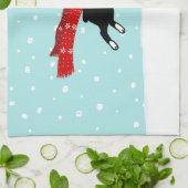 Linge De Cuisine Boston Terrier fonctionnant dans la neige - chien (Plié)