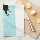 Linge De Cuisine Boston Terrier fonctionnant dans la neige - chien (Quart Plié)