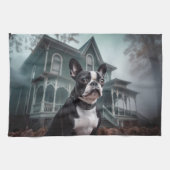 Linge De Cuisine Boston Terrier Halloween effrayant (Horizontal)