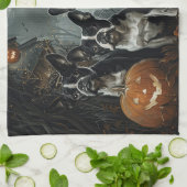 Linge De Cuisine Boston Terrier Halloween nuit chien délice (Plié)