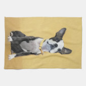 Linge De Cuisine Boston Terrier Peinture - Cute Original Chien Art (Horizontal)