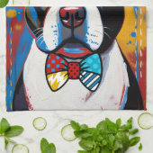 Linge De Cuisine Boston Terrier Pop Art Kitchen Towel (Plié)