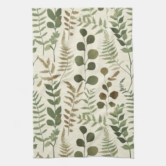 Linge De Cuisine Botanical Pressed Leaves Pattern – Fern Print (Vertical)