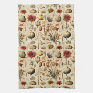 Linge De Cuisine Botanique automnale rustique avec courges et céréa