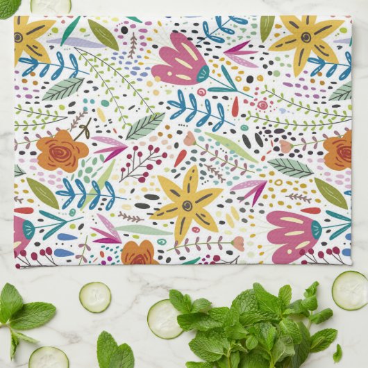 Linge De Cuisine Botanique colorée (Plié)