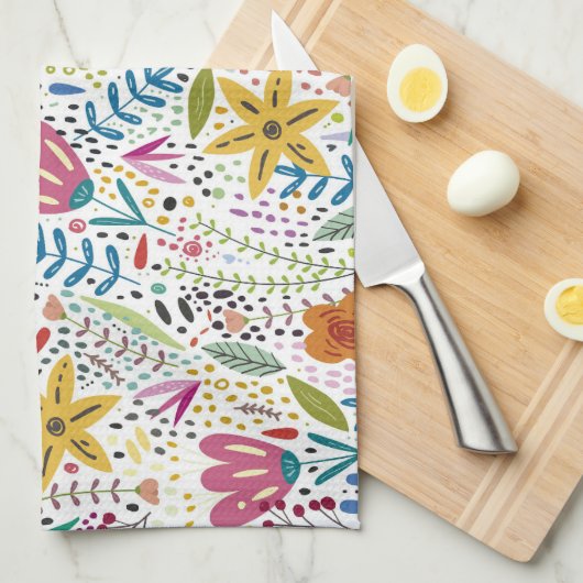 Linge De Cuisine Botanique colorée (Quart Plié)