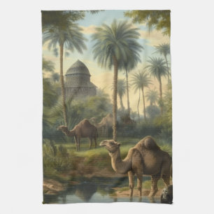 Linge De Cuisine Botanique : dromadaires dans la jungle près d'une