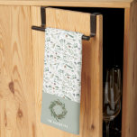 Linge De Cuisine botanique élégant moderne décoration cadeau de fam<br><div class="desc">Vert sage,  noir,  marron vert et gris élégant feuillage moderne eucalyptus aquarelle botanique naturel Noël décoration cadeau de vacances. Design simple,  propre et élégant.</div>