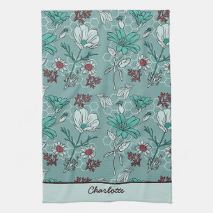 Linge De Cuisine Botanique fleurs motif floral nom personnalisé