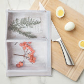 Linge De Cuisine Botanique White Shadow Box, Fleurs Feuilles Ferns (Quart Plié)