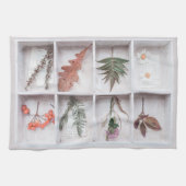 Linge De Cuisine Botanique White Shadow Box, Fleurs Feuilles Ferns (Horizontal)