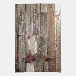 Linge De Cuisine Botte de cowboy occidentale de pays en bois