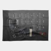 Linge De Cuisine Bottes en cuir et bouteille de vin 2025 Calendrier (Horizontal)