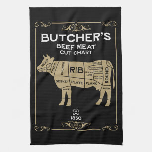 Linge De Cuisine Bouchers vintages Définir la découpe de viande