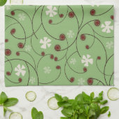 Linge De Cuisine Boucles et fleurs abstraites. (Plié)