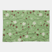 Linge De Cuisine Boucles et fleurs abstraites. (Horizontal)