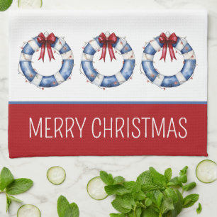 Linge De Cuisine Bouées de sauvetage de Noël nautiques avec nœuds