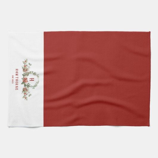 Linge De Cuisine Boughs de Noël Monogram (Horizontal)