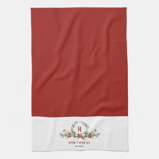 Linge De Cuisine Boughs de Noël Monogram (Vertical)