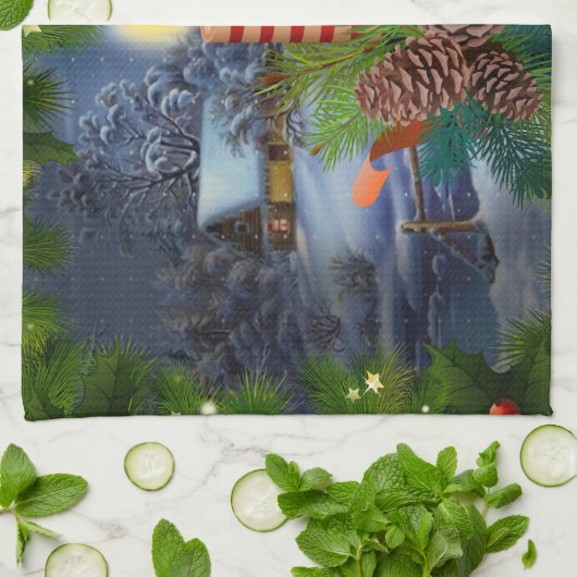 Linge De Cuisine Bougie de Noël (Plié)