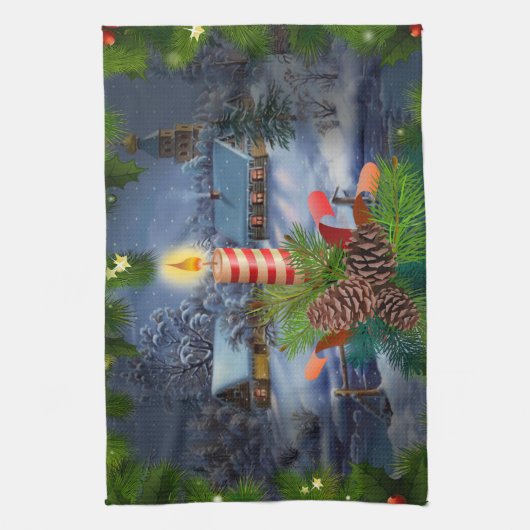 Linge De Cuisine Bougie de Noël (Vertical)