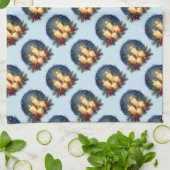 Linge De Cuisine Bougie de Noël avec Poinsettias (Plié)