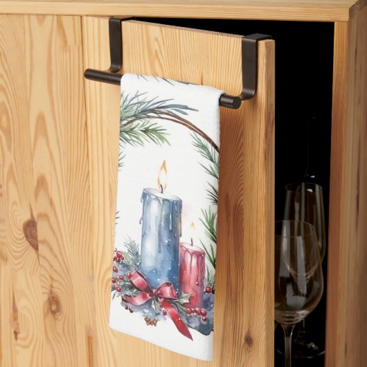 Linge De Cuisine Bougie de Noël dans l'art de la couronne (Pliage en tiers)